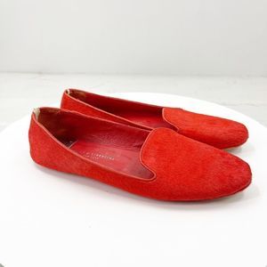 Saint & Libertine Red Leather Calf Hair Loafers 8